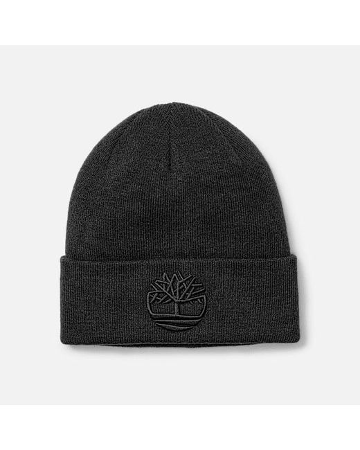 Timberland Black Logo Ribbed Soft-Touch Beanie for men