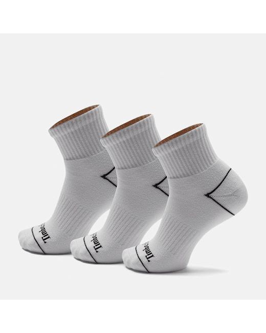 Timberland Gray Bowden 3-Pack Full Cushion Quarter Sock