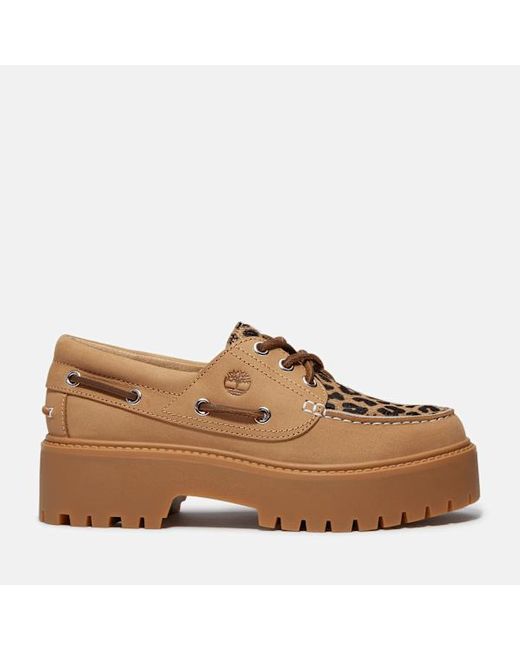 Timberland Natural Leopard Platform Stone Street Boat Shoe For