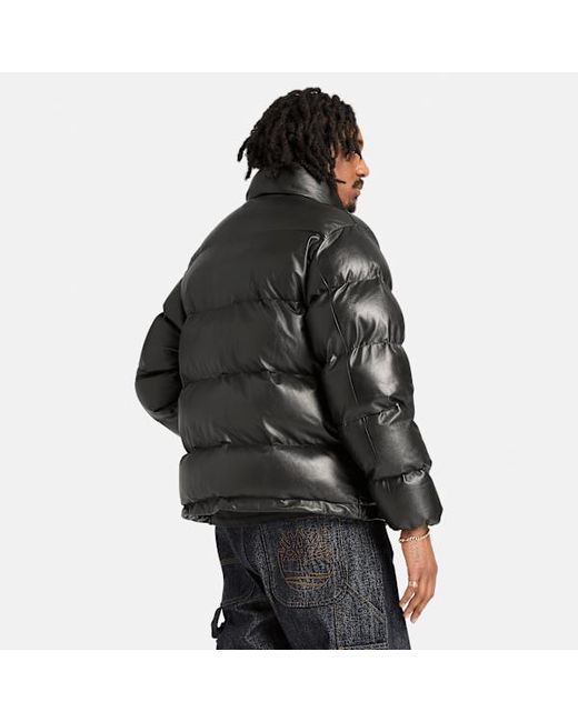 Timberland Black Welch Mountain Leather Puffer Jacket For for men