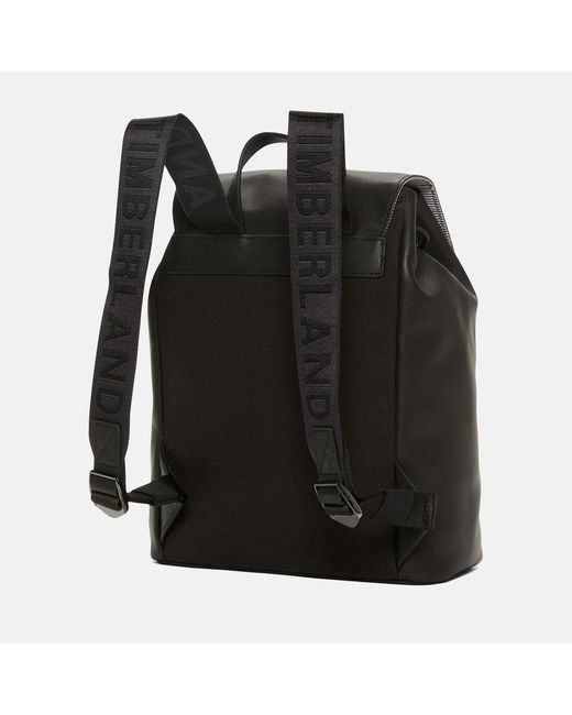 Timberland Black Leather Top-flap Backpack