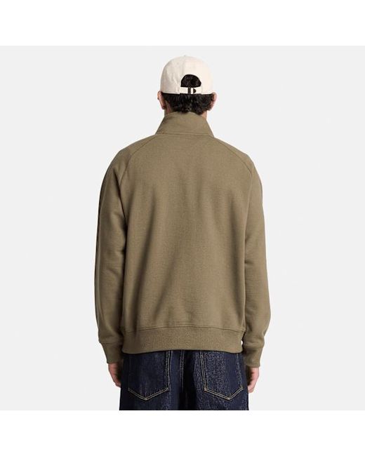 Timberland Green Exeter River Embroidered Logo Quarter-Zip Sweatshirt For for men