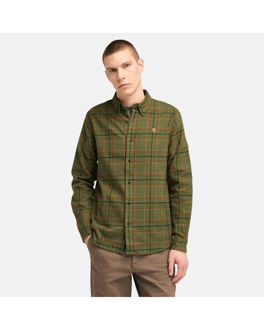 Timberland Green Midweight Flannel Check Shirt For Men In Dark Yellow, Man, Yellow, Size: 3xl for men