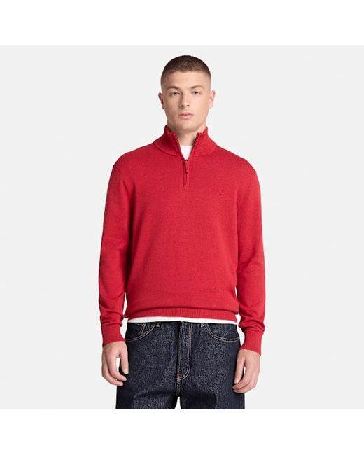 Timberland Red Williams River Cotton Quarter-Zip Jumper For for men