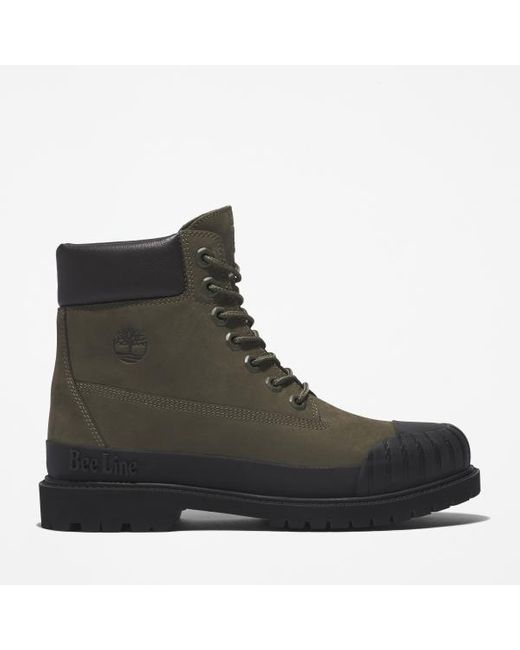 Timberland Brown Bee Line X 6 Inch Rubber Toe Boot For Women In Dark Green/black, Woman, Green, Size: 4