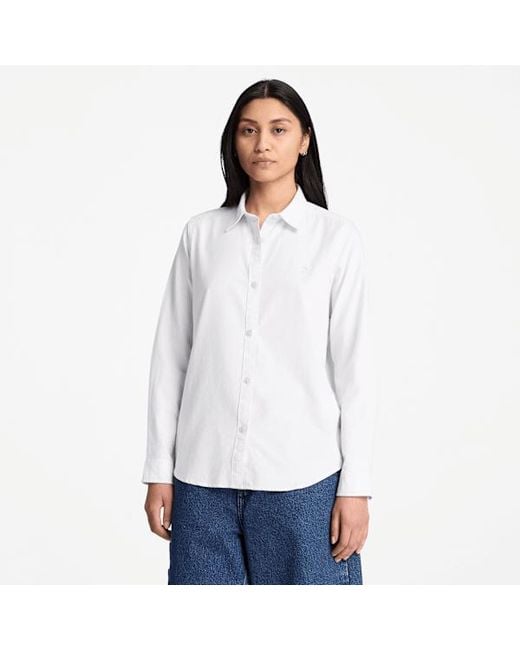 Timberland White Long-Sleeve Oxford Shirt For