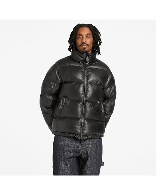 Timberland Black Welch Mountain Leather Puffer Jacket For for men