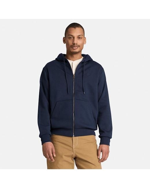 Timberland Blue Oyster River Chest Logo Zip Hoodie For for men