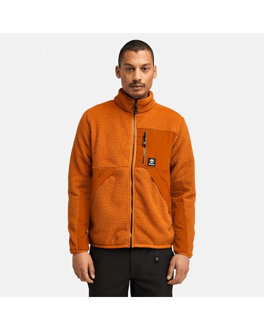 Timberland High-pile Fleece Jacket For Men In Orange, Man, Orange, Size: 3xl for men