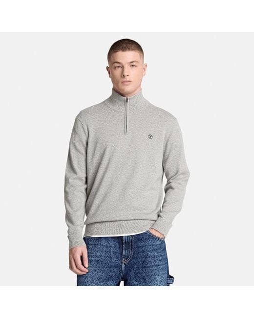 Timberland Gray Oyster River Cotton Quarter-Zip Jumper For for men