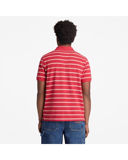 Timberland Red Millers River Striped Short-Sleeve Polo For for men