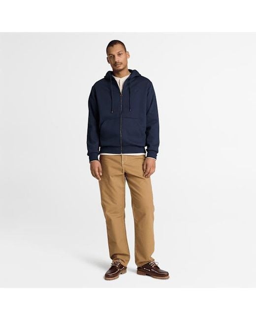 Timberland Blue Oyster River Chest Logo Zip Hoodie For for men
