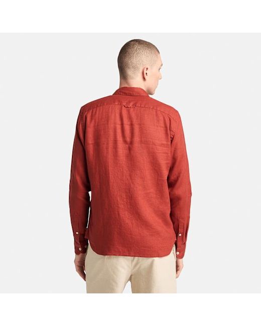 Timberland Mill Brook Linen Shirt For Men In Red, Man, Red, Size: L for men