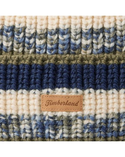 Timberland Green Chunky Knit Pom Beanie For