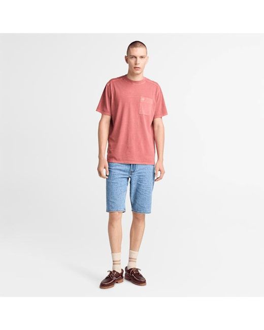 Timberland Merrymack River Garment Dye T-shirt For Men In Red, Man, Red, Size: L for men