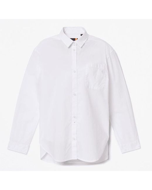 Timberland Poplin Shirt For Women In White, Woman, White, Size: L for men