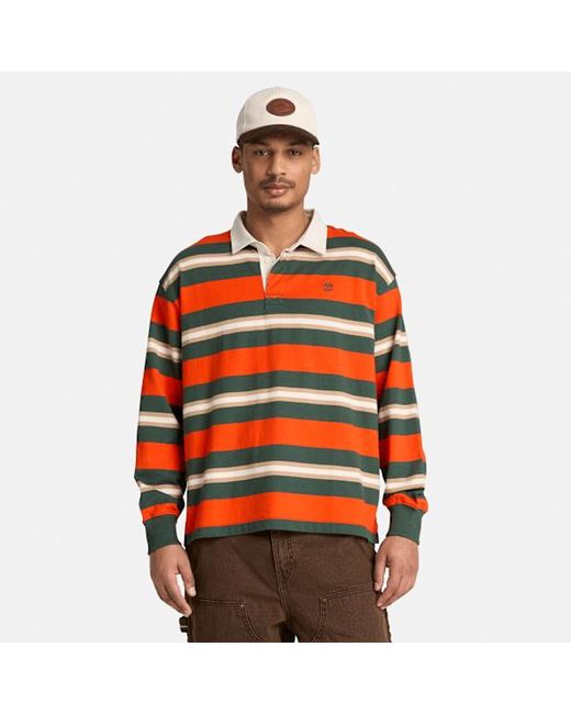 Timberland Orange Long-Sleeve Rugby Polo For for men