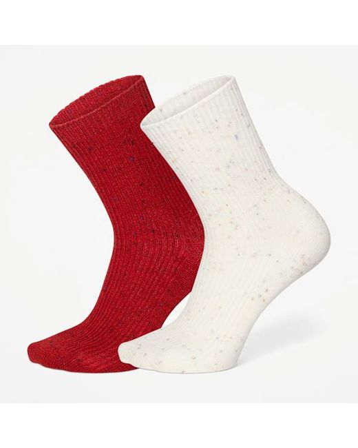 Timberland Red Speckled 2-Pack Crew Sock