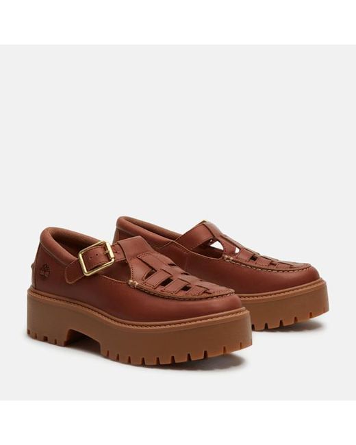 Timberland Brown Stone Street Platform Buckle Shoe For