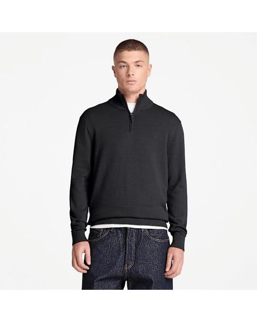 Timberland Black Williams River Cotton Quarter-Zip Jumper For for men