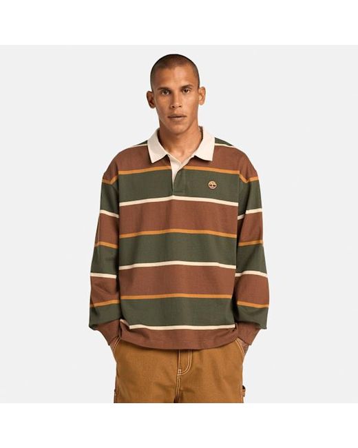 Timberland Black Rugby Polo Shirt In Brown/dark Green, Brown, Size: L