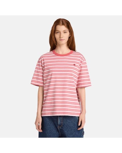 Timberland Pink Striped Short-Sleeve T-Shirt For