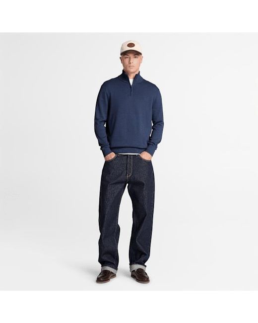 Timberland Blue Williams River Cotton Quarter-Zip Jumper For for men