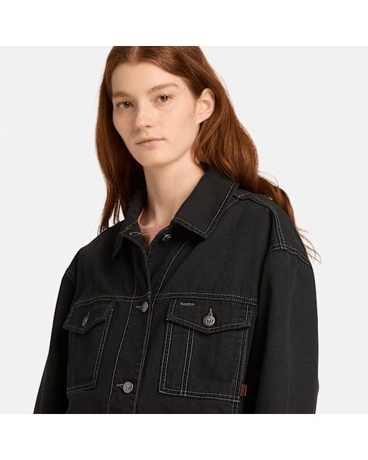 Timberland Black Canvas Trucker Jacket For