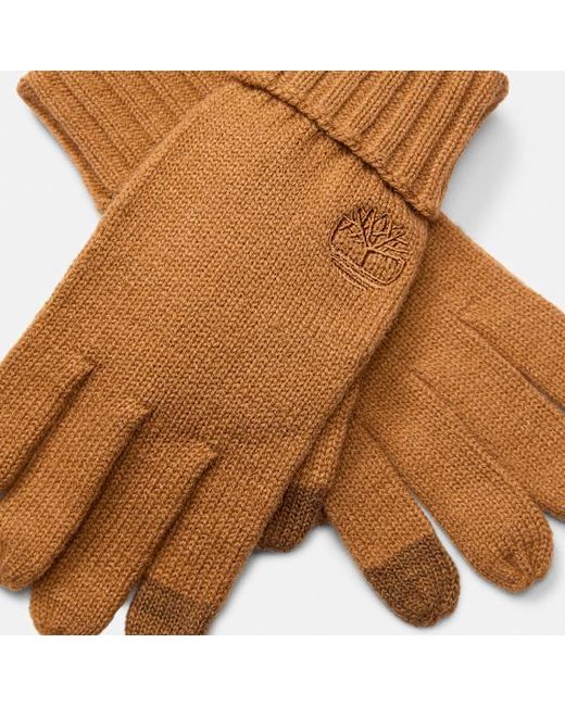 Timberland Brown Rib Knit Glove In Yellow, Yellow for men