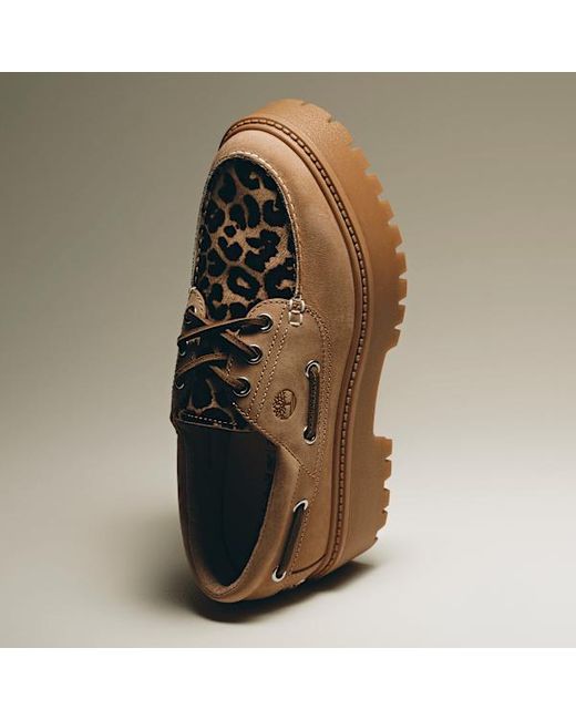Timberland Natural Leopard Platform Stone Street Boat Shoe For