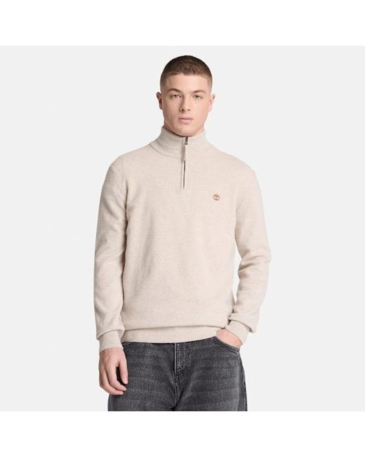 Timberland White Cohas Brook Merino Quarter-Zip Jumper For for men