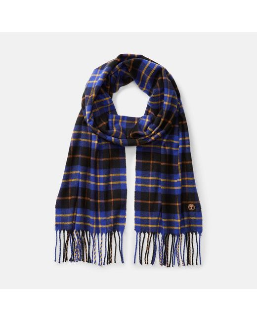 Timberland Blue Cape Neddick Check Scarf With Gift Box for men