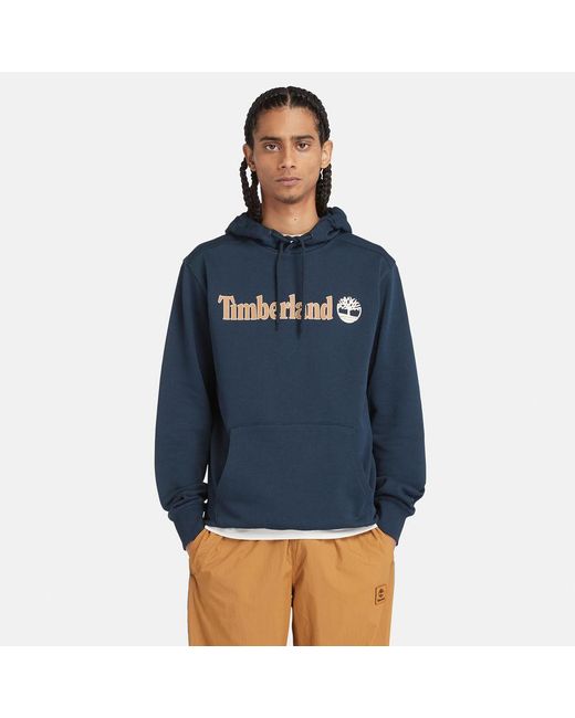 Timberland Blue Linear Logo Hoodie for men