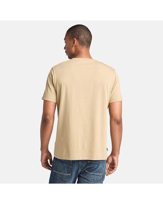Timberland Natural Kennebec River Tree Logo T-shirt For Men In Beige, Man, Beige, Size: L for men
