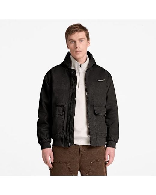 Timberland Black Insulated Canvas Bomber For for men