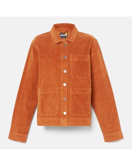 Timberland Kempshire Corduroy Chore Jacket For Women In Orange, Woman, Orange, Size: M