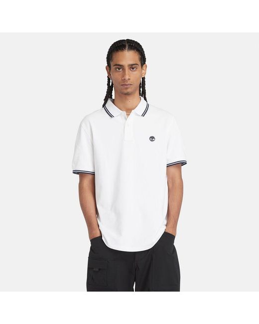 Timberland White Tipped Pique Polo Shirt for men