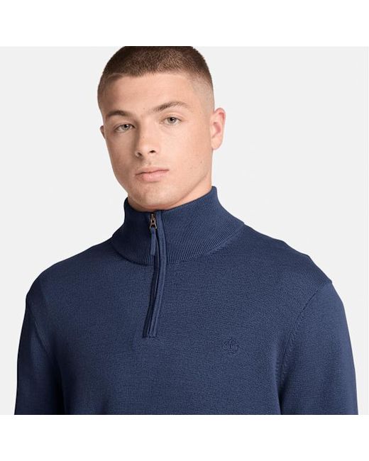 Timberland Blue Williams River Cotton Quarter-Zip Jumper For for men