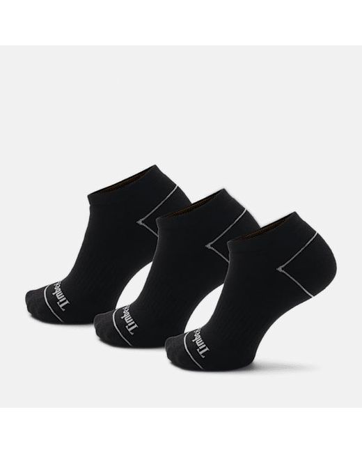 Timberland Bowden 3-pack Full Cushion No-show Sock In Black, Black, Size: L