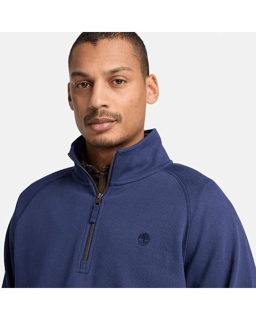 Timberland Blue Exeter River Embroidered Logo Quarter-Zip Sweatshirt For for men