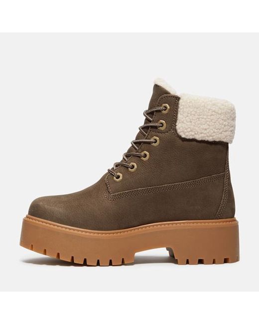 Timberland Brown Stone Street Platform Warm-Lined Waterproof Boot For