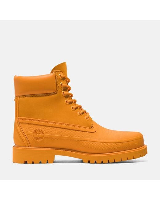 Timberland Orange Heritage 6 Inch Rubber Toe Boot for men