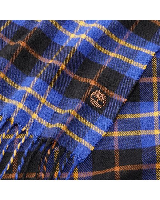 Timberland Blue Cape Neddick Check Scarf With Gift Box for men