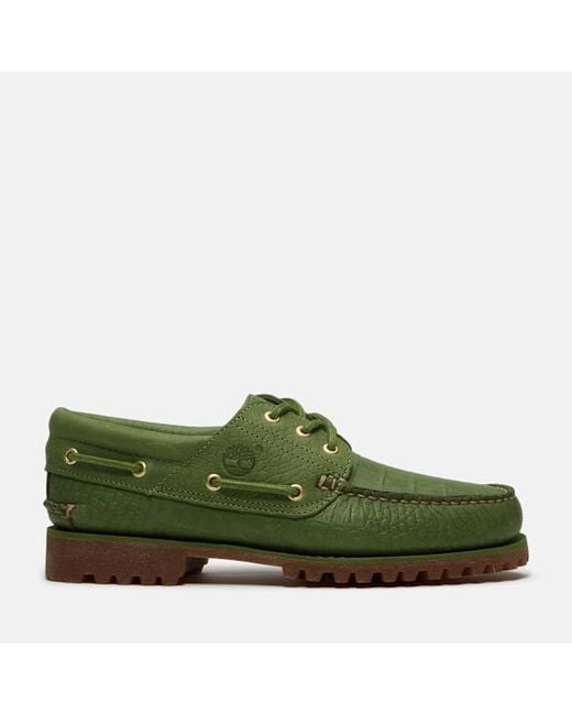 Timberland Green All Gender Authentic 3-Eye Lug Handsewn Boat Shoe