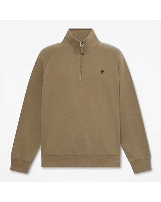 Timberland Green Exeter River Embroidered Logo Quarter-Zip Sweatshirt For for men