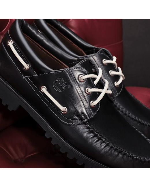 Timberland Black Road Trip 3-Eye Lug Handsewn Boat Shoe For for men