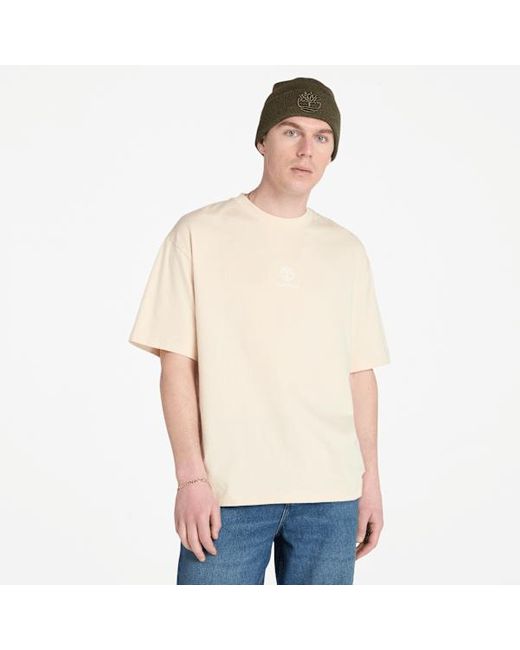 Timberland Natural Hampton Tonal Stack Logo T-shirt For Men In Beige, Man, Beige, Size: 3xl for men