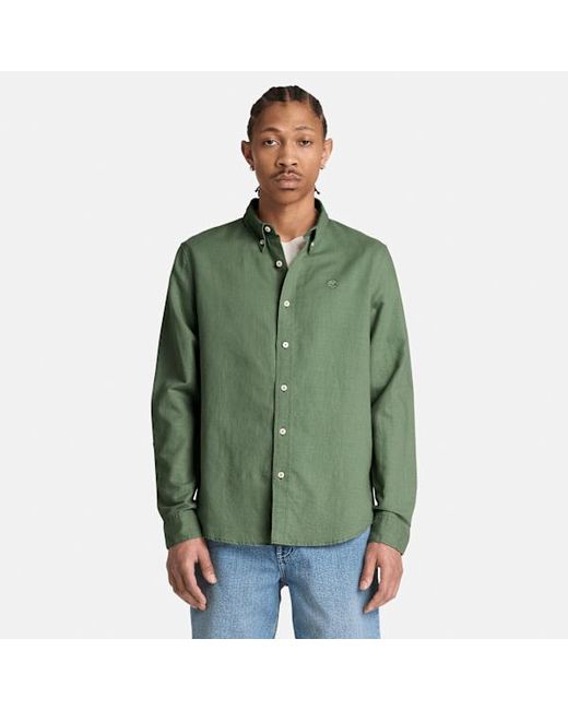 Timberland Green Lovell Lake Button-Down Long-Sleeve Shirt For for men