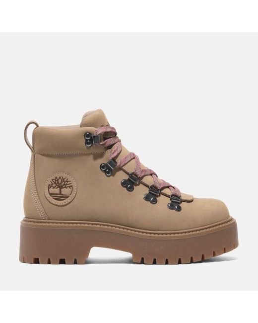 Timberland Brown Stone Street Lace-up Platform Hiker For Women In Beige, Woman, Beige, Size: 3.5