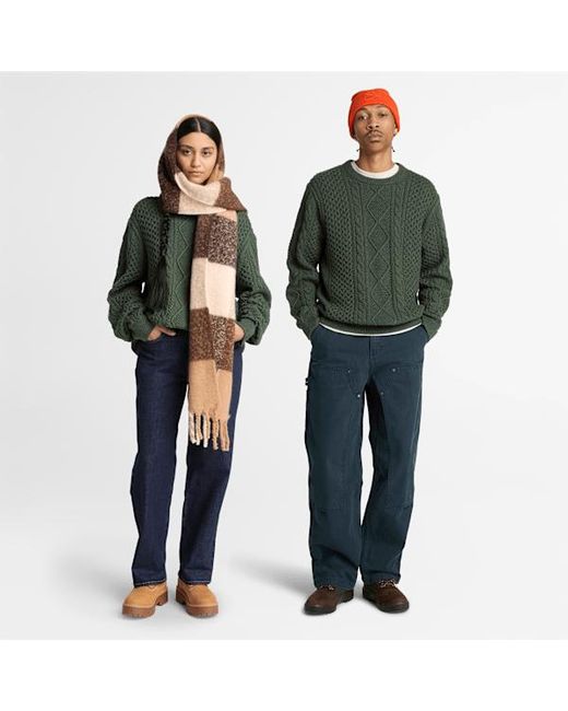 Timberland Green Phillips Brook Cable-Knit Crewneck Jumper For for men